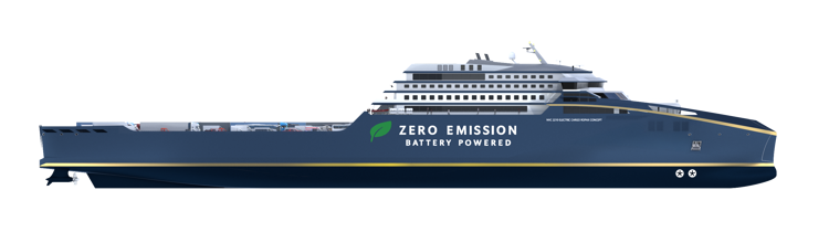 An electric RoPax vessel, with zero emission possibilities. 