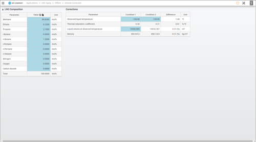 Screenshot from LNG Aging Offline Volume Correctionne Volume