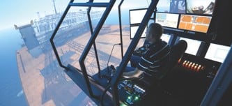 K-Sim Offshore Crane - wheelhouse of the crane simulator