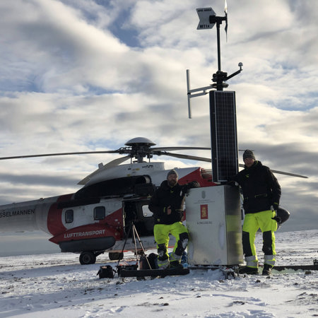 A station and helicopter at Svalbard.