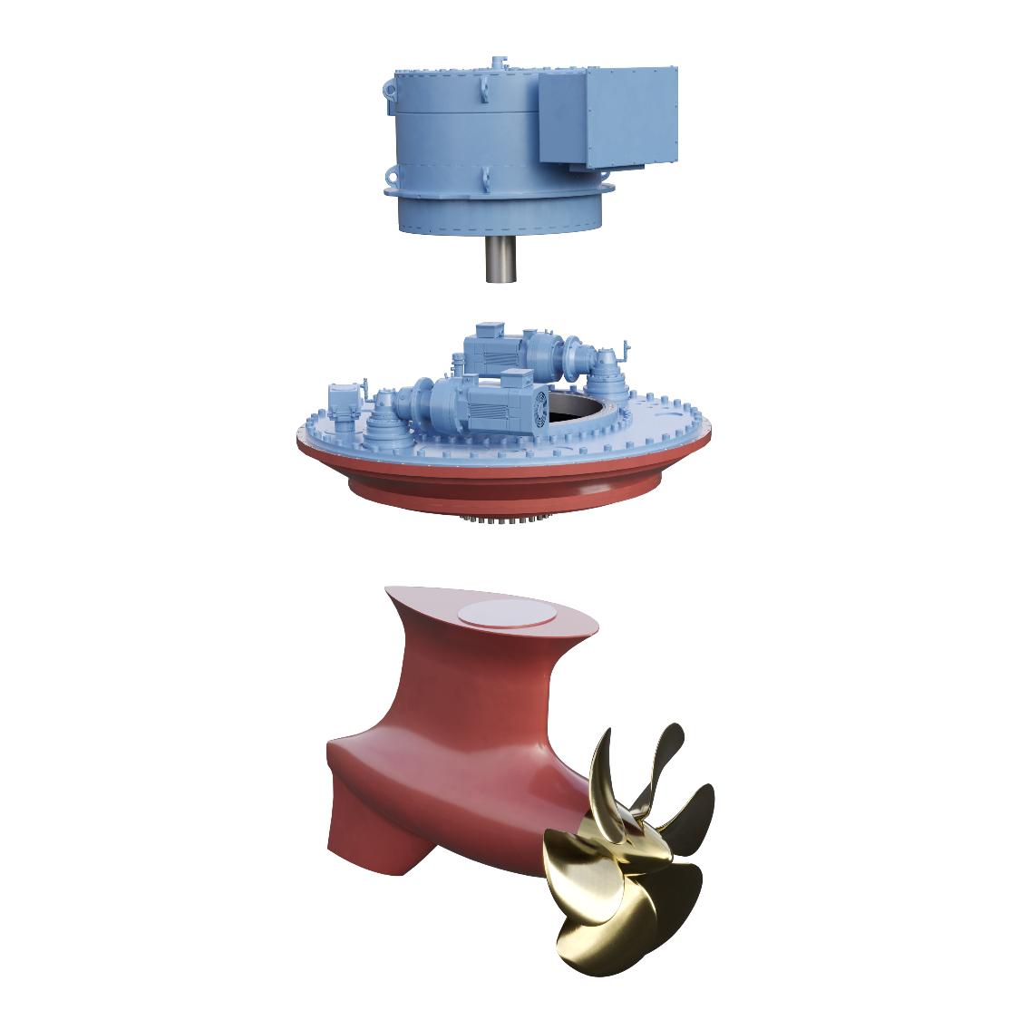 Azipull L-drive solution with integrated electric motor