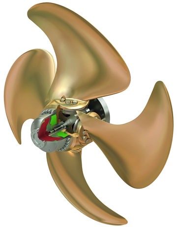 Detailed 3D model of a controllable pitch marine propeller