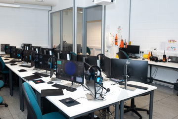 GMDSS simulator at the National Maritime College of Ireland (NMCI), supporting hands-on training in maritime communication and safety procedures.