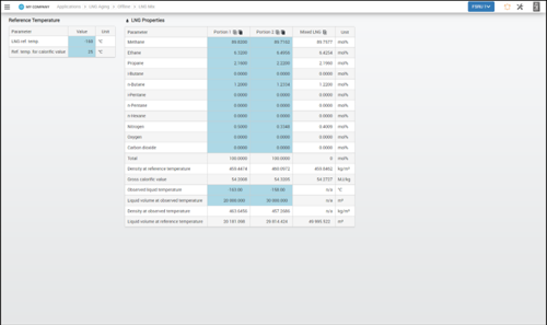 Screenshot of LNG Aging Offline Mix