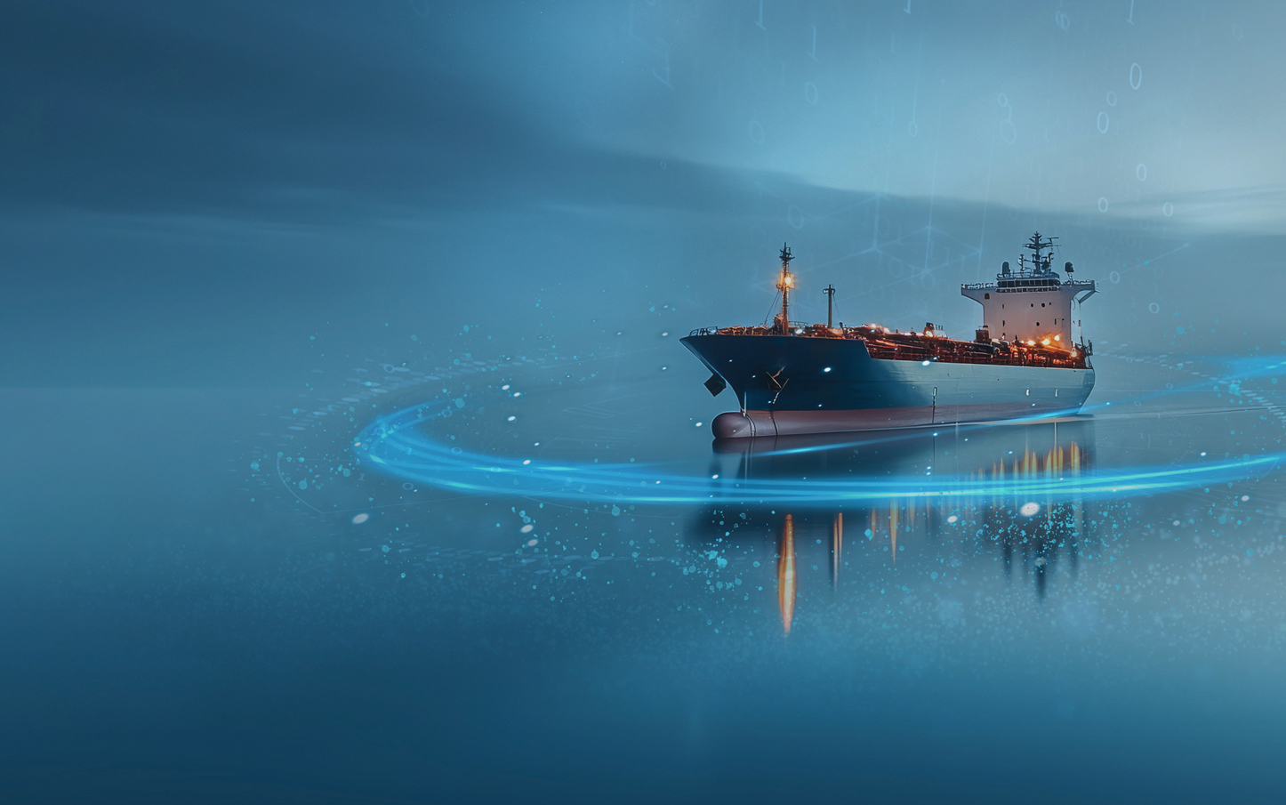 Cargo ship sailing at sea