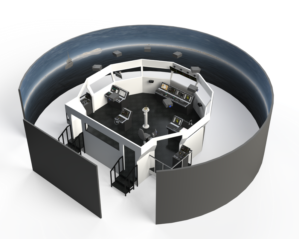 Illustration of K-Sim Navigation simulator bridge layout delivered to French Navy