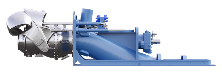 Side view of Kongsberg Maritime steel series waterjet S-3/CA