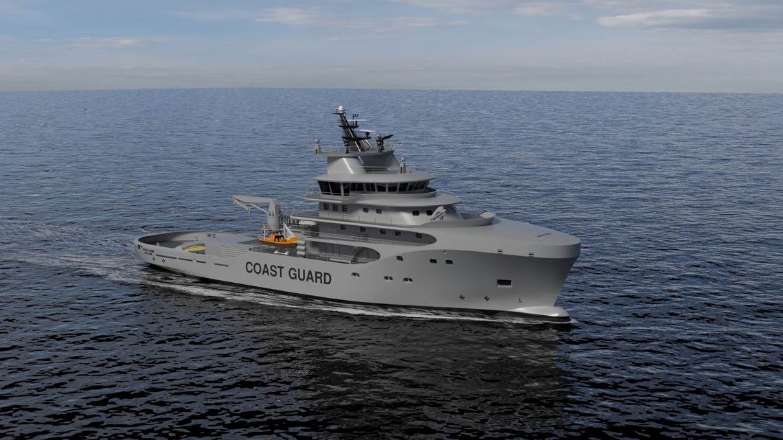 Kongsberg Maritime grey UT 515 CD Coast Guard Ship Design
