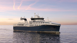 Kongsberg Maritime NVC 376 Stern Trawler design with dark blue hull