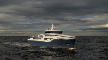 Kongsberg Maritime NVC 307WP 60m Longliner ship design with dark blue hull