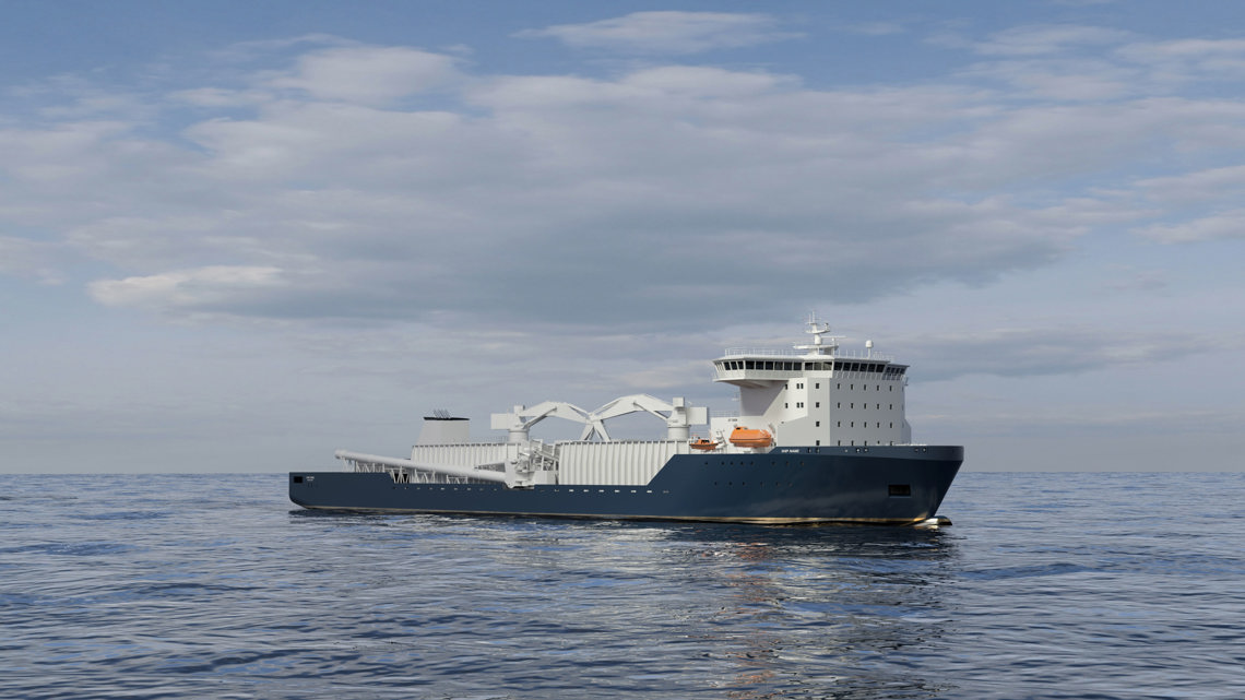 Kongsberg Maritime UT 5934 Rock Installation Vessel at sea